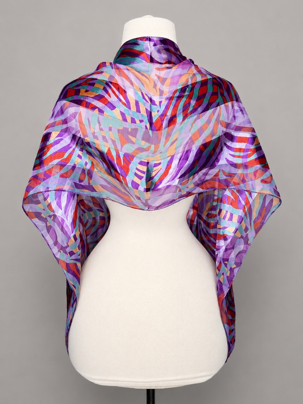 Abstract Purple Multicolor Sheer Fashion Scarf Wrap Shawl